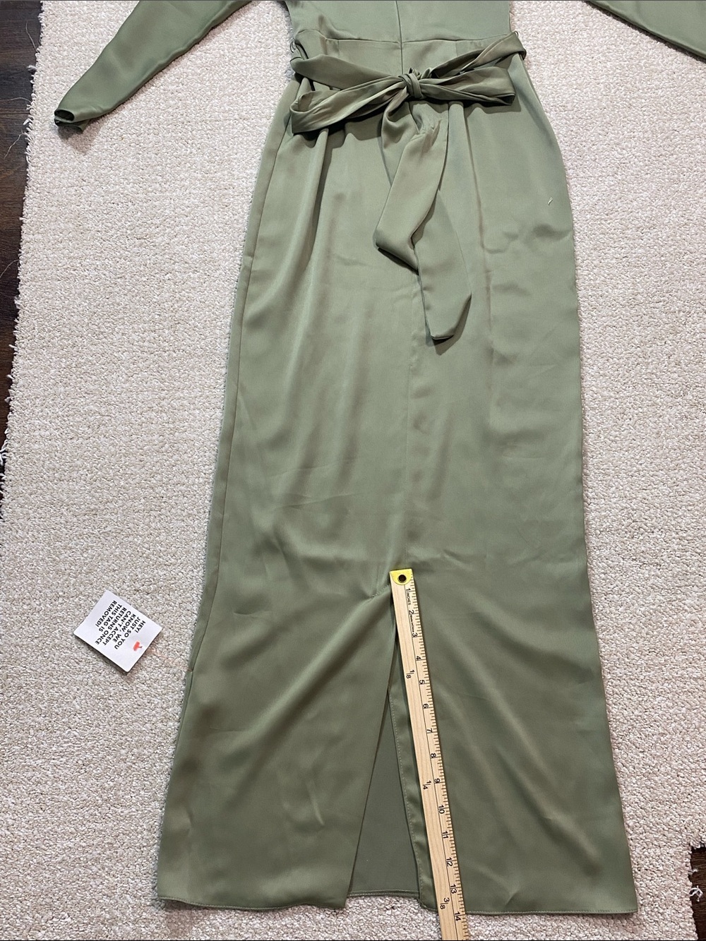 ASOS Sage Green Long Sleeve Twist-Waist Maxi Dress Size 4 US - Picture 14 of 15